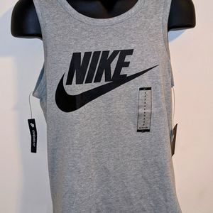 Nike Men's Dark Gray and Black Tank Top, Small